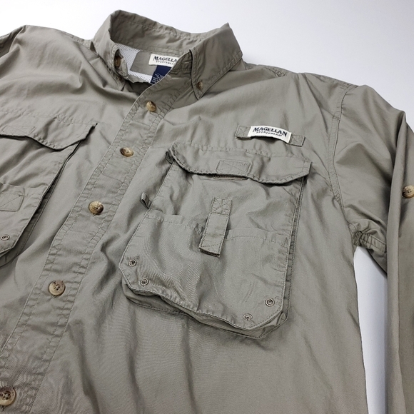 New Magellan Mens Cache Green Outdoor Shirt Med - Picture 2 of 14